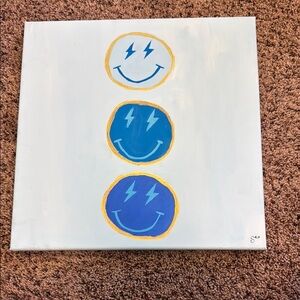 Hand painted Abstract Smiley Face Canvas Art, made by me 24x24
